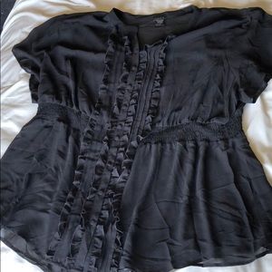 Torrid Black sheer ruffle blouse